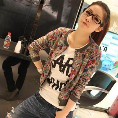 2012 spring outerwear cartoon comic short design women's o-neck coat cardigan