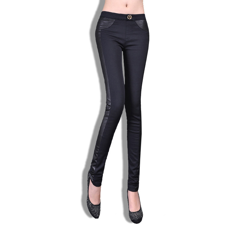 2012 spring patchwork thickening legging faux leather plus velvet x6009 pencil pants