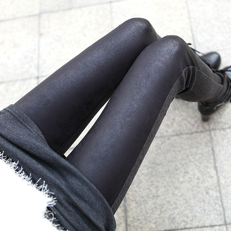 2012 spring serpentine pattern faux leather quality ankle length legging female yb90163