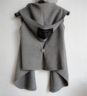 2012 spring solid color all-match vest vest hooded outerwear sweater