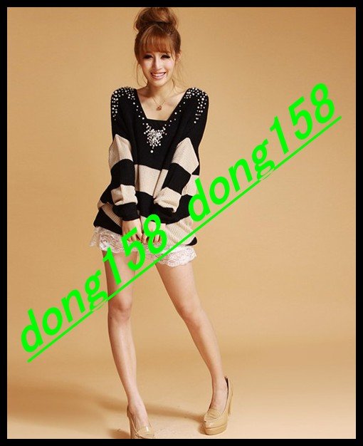 2012 spring striped sweater dress fashion relaxed Leotard   Free shipping