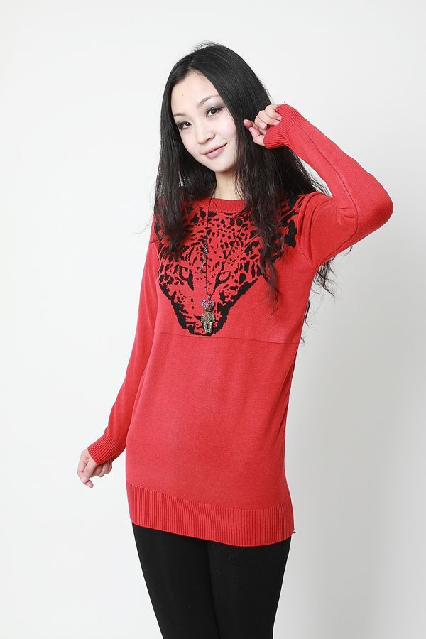 2012 spring ! sweet steller's pattern o-neck long design knitted sweater 7 (WC008)