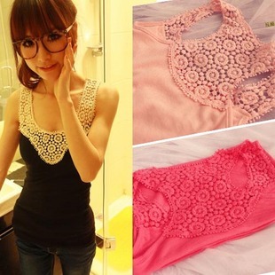 2012 spring thread cotton vintage laciness lace flower spaghetti strap top vest