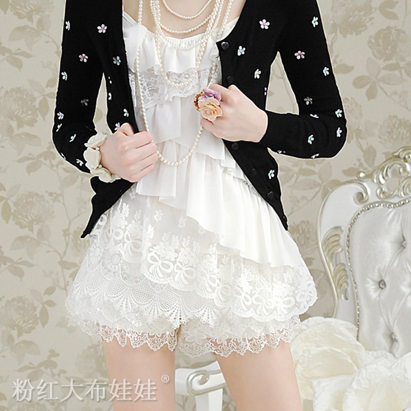 2012 spring white gentlewomen bling lace decoration low-waist women's shorts