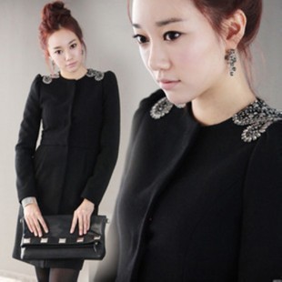 2012 spring women's fashion slim winter overcoat long design trench woolen cloak outerwear