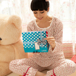 2012 spring women's long-sleeve 100% cotton sleepwear lounge set gentlewomen casual lounge