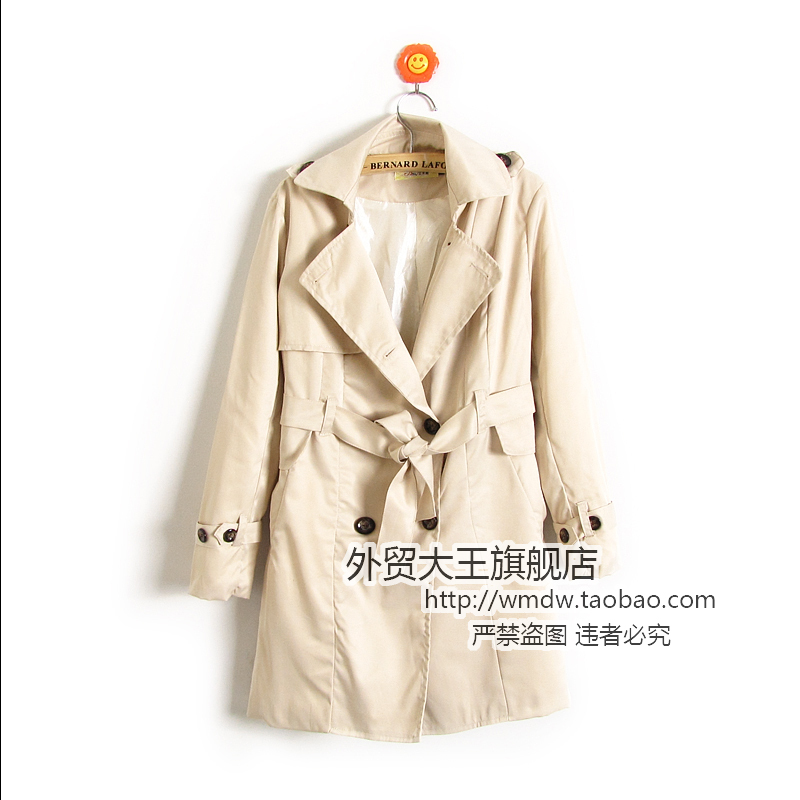 2012 spring women's new arrival double breasted suit collar long-sleeve medium-long female trench ww1740