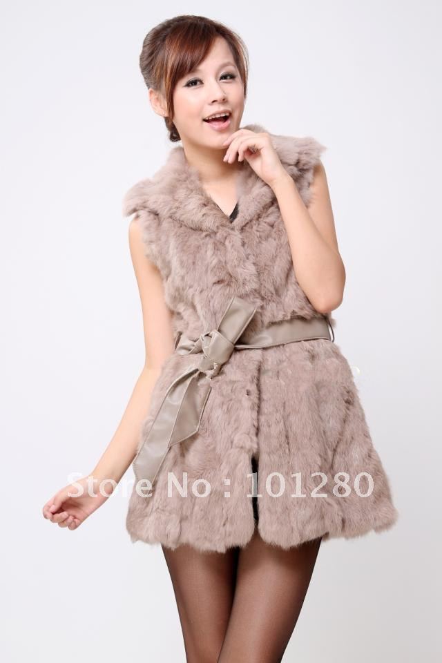 2012 spring women's rabbit fur leather cape hare wool vest female vest hooded outerwear with a hood