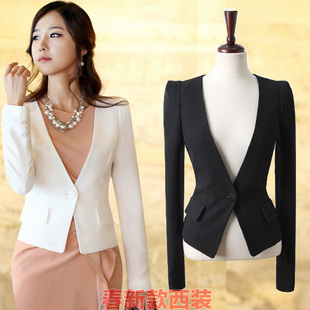 2012 spring women's short jacket blazer autumn and winter spring and autumn one button slim coat Women