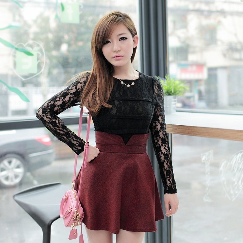 2012 spring women's sweet lace shirt long-sleeve basic top shirt t-shirt 9812o