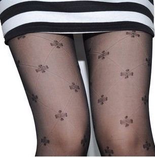 2012 spring women's velvet four leaf grass large mesh pantyhose stockings