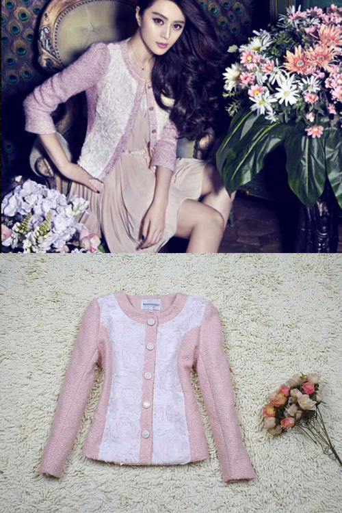 2012 star chaplet long-sleeve single breasted wool top short jacket 05