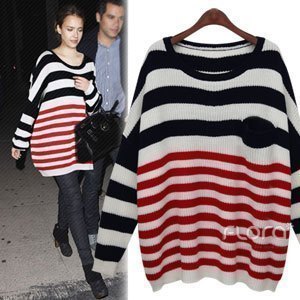 2012 star loose stripe tassel knitted sweater clothing outerwear g14 free shipping