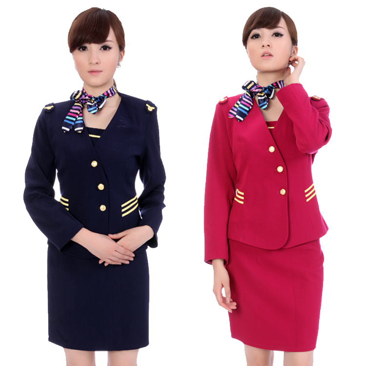 2012 stewardess uniforms set long-sleeve work wear autumn and winter work wear silk scarf free shipping