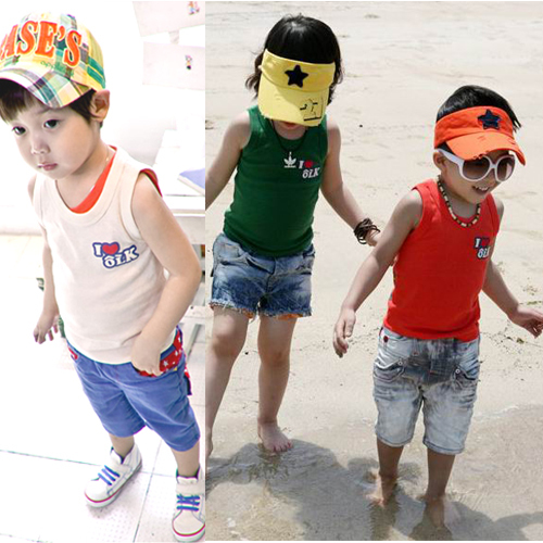 2012 summer 100% 93 cotton boys clothing girls clothing baby child vest sleeveless T-shirt