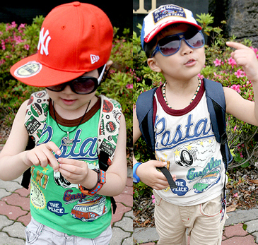 2012 summer bus children's clothing boys clothing girls clothing baby child vest t-shirt