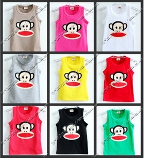 2012 summer candy color cartoon boys clothing girls clothing baby vest