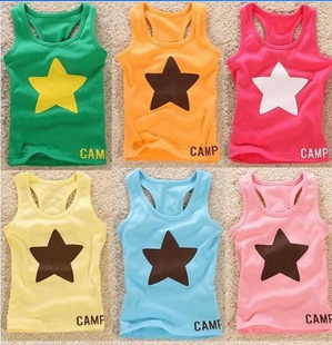 2012 summer candy five-pointed star boys clothing girls clothing baby vest sleeveless T-shirt