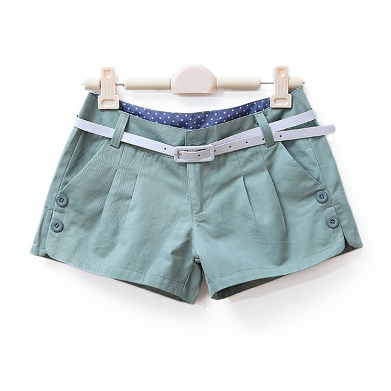 2012 summer casual all-match sidepiece opening mid waist straight women's shorts with belt wd725