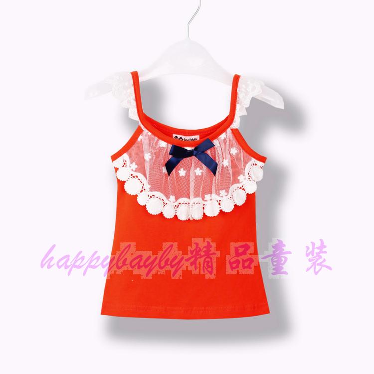 2012 summer child spaghetti strap top baby sleeveless basic shirt child 100% cotton spaghetti strap top girls clothing