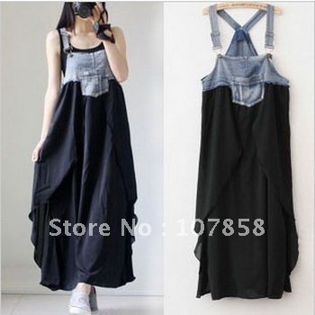 2012 Summer Denim stitching Women dress Maternity dress Pregnant women dress #YZ092