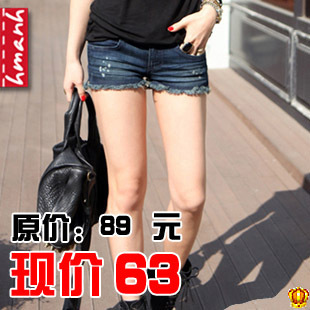 2012 summer fashion all-match wearing white moben denim shorts female d 3k