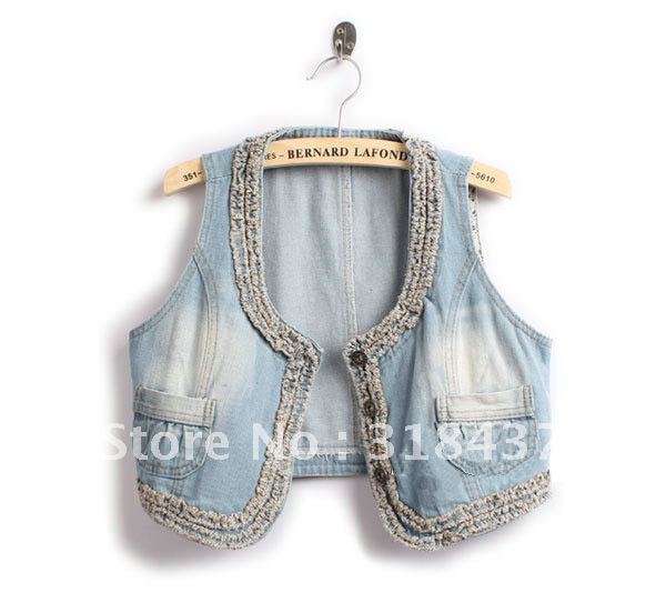 2012 summer fashion women's new arrival twist braid denim vest small vest tooling waistcoat short jacket