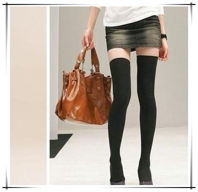 2012 summer  freeshipping  SEXY BLACK KNIT THIGH KNEE HIGH SOCK LEGGING