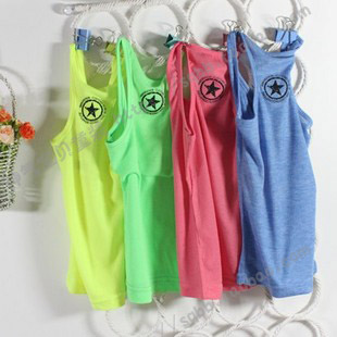 2012 summer girls clothing child neon shine basic long design tx0016 tank