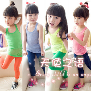 2012 summer girls clothing shine neon basic long design 120232 tank