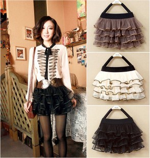 2012 summer leather short skirt gauze puff skirt tulle dress layered dress bust skirt high waist skirt miniskirt