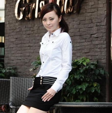 2012 summer long-sleeve dress 100% cotton OL outfit professional women's 51