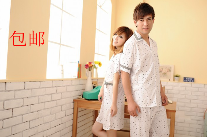 2012 summer lovers sleepwear nightgown women's lounge 100% cotton short-sleeve male plus size xxxl