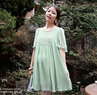 2012 summer maternity clothing elegant maternity dress chiffon one-piece dress shirt