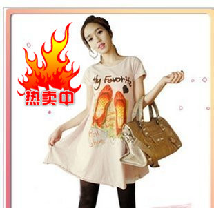 2012 summer maternity new arrival female piscean shoes short-sleeve t-shirt medium-long 1227