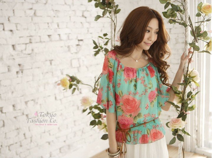 2012 summer new arrival ! Korea style chiffon blouse,half sleeve shirt for lady