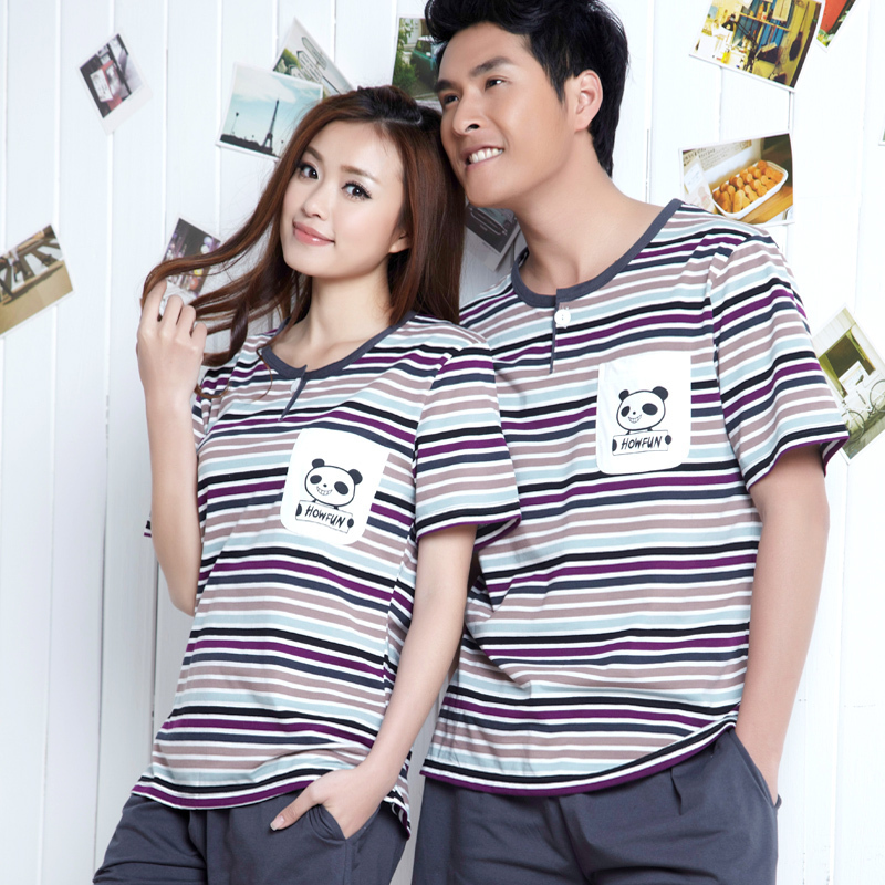 2012 summer new arrival stripe short-sleeve lovers sleep set casual lounge 0937