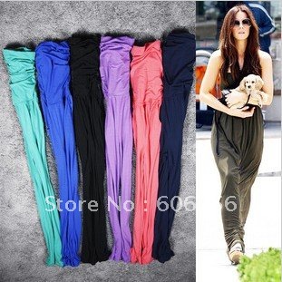 2012 summer new candy color slim high waist strapless jumpsuits/fashion women's rompers /women Piece pants