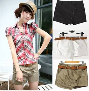 2012 summer new Korean overalls bevel button shorts shorts