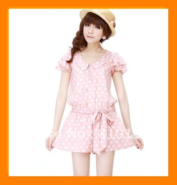 2012 summer new Korean wave point the elastic waistband Siamese shorts / jumpsuit