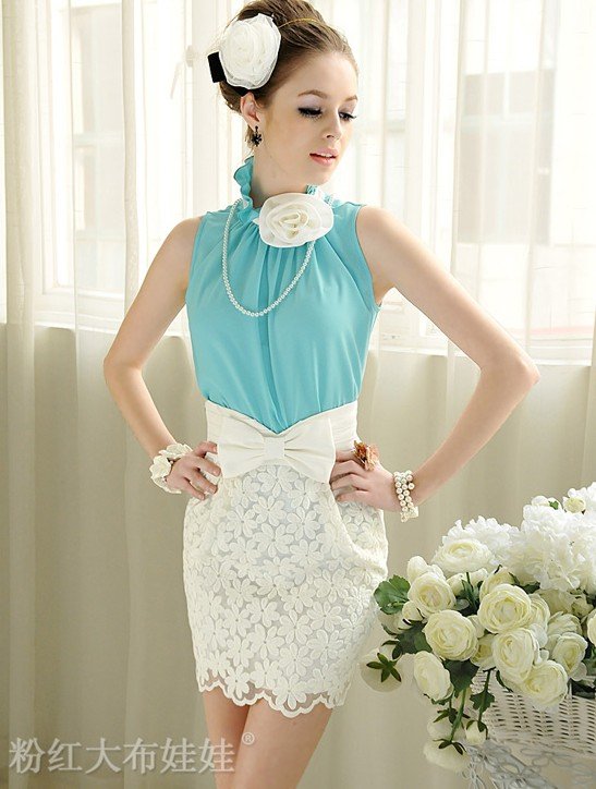 2012 summer new loose mosaic flowers temperament lotus leaf standing collar sleeveless blouse