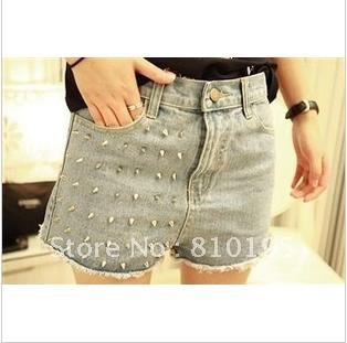 2012 summer new rivet design denim shorts hot pants