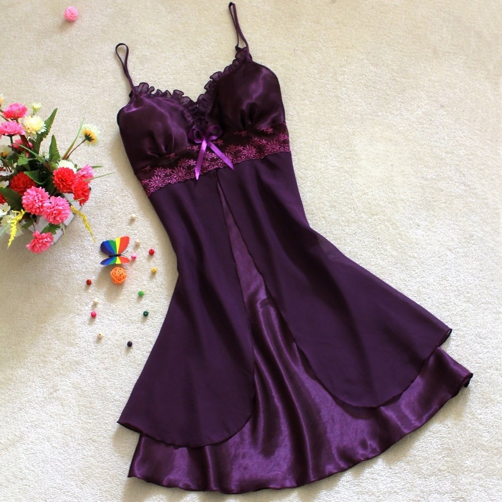 2012 summer nightgowns women lace spaghetti strap sexy chiffon gauze nightgown Candy color sexy sleepwear female size M,L,XL