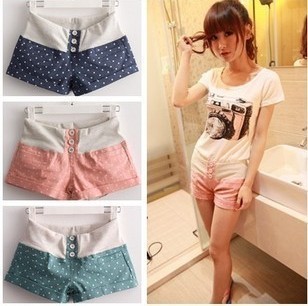 2012 summer pink lover cotton patchwork single breasted dot denim short k997