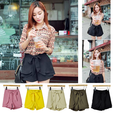 2012 summer plus size bow candy color shorts female shorts culottes female