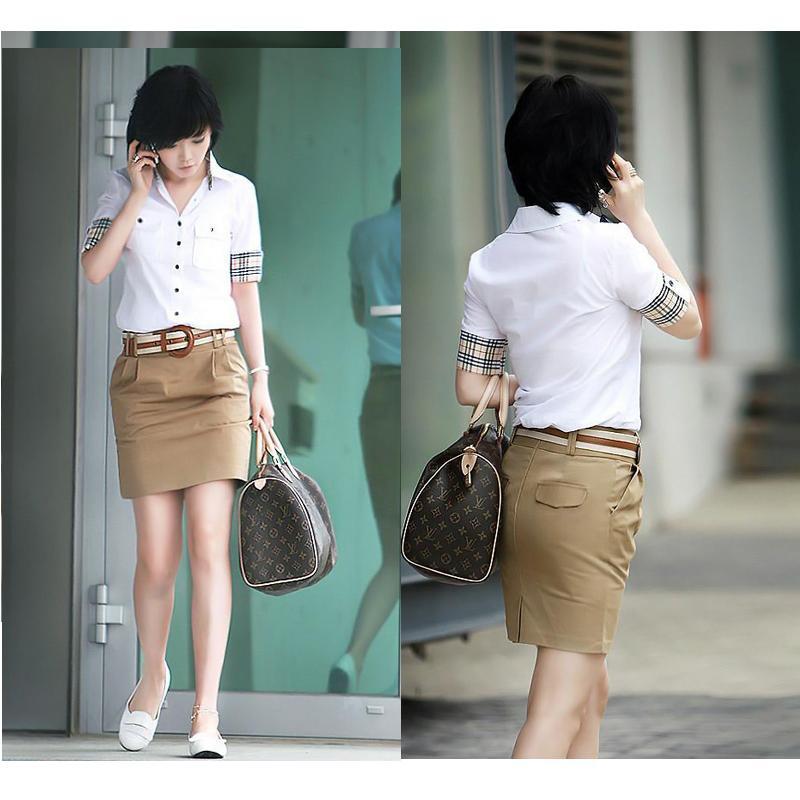 2012 summer short-sleeve shirt career shirt dress professional set ol work wear belt