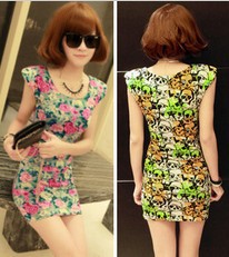 2012 summer shoulder pads broken fancy slim sexy elegant slim hip skirt basic one-piece dress