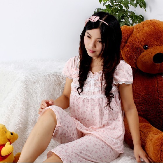 2012 summer sleep set 100% cotton short-sleeve sleep set female 100% cotton casual short-sleeve lounge