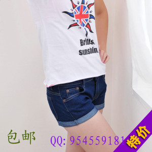 2012 summer thin denim shorts female personality wearing white hole loose shorts