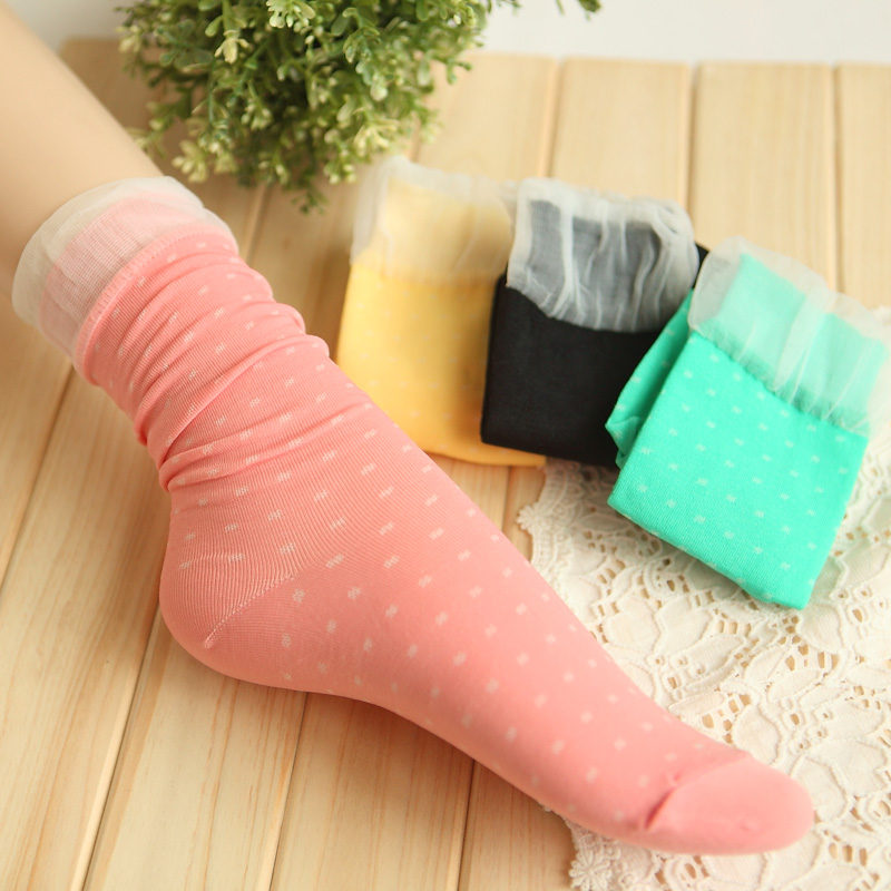 2012 summer thin women's short stockings princess bubble cotton short socks female dw009